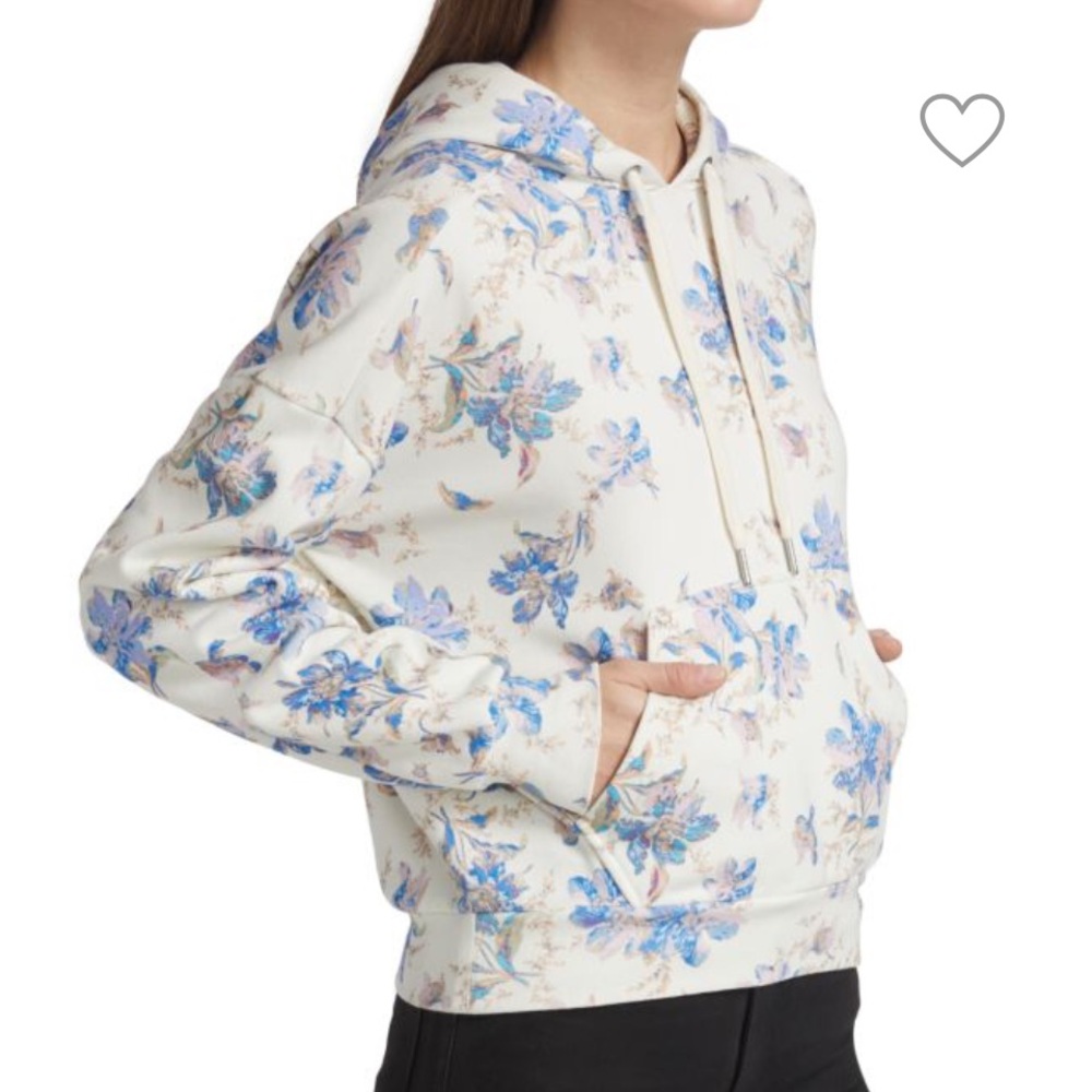 Rag & Bone City Floral Print Organic Cotton Hoodie Sweatshirt Size L Women’s